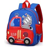 PROTAURI Children's Backpack Child 2-6 Years 10.6L Fire Truck | chest strap reflective waterproof lightweight breathable ergo
