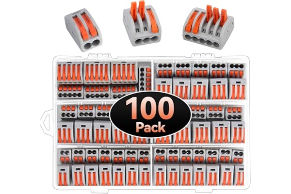 Connecteur de Fil Compact, Preciva 100pcs Connecteurs Electrique, Terminaux d'écrou de Levier, Bornes de Connexion Automatique avec 50pcs 3-Trous, 40pcs 2-Trous,10pcs 5-Trous