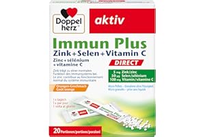 Doppelherz Immun Plus Direct – Le zinc, le sélénium et la vitamine C contribuent au fonctionnement normal du système immunitaire – 20 sachets