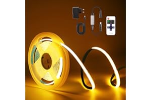 TK99SW Taśma LED Cob 2M, 24V 2700K ciepła biała taśma LED, 320 diod LED/M, z pilotem RF, elastyczna taśma świetlna LED, do stosowania w sypialni, pokoju, szafie, dekoracjach DIY