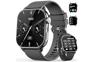 MFVLP Smart Watch for Men Women, 1.85'' AMOLED HD Fitness Watch with 120+ Sports Modes, Bluetooth Call/Heart Rate/Sleep Monitor/Pedometer, Smartwatch for Android iOS, IP68 Waterproof, Black