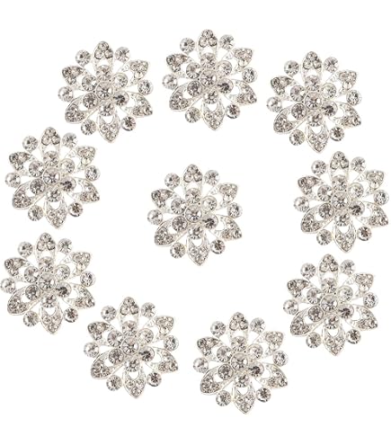 10 Boutons Fantaisie Strass Transparents 13 Mm - 2 Trous Pour Couture, Scrapbooking