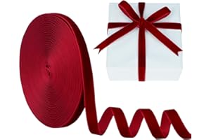 Velvet Ribbon Wine 3/8 Inch (10mm) 10 Yards Manjonzic Single-Sided Velvet Ribbon Trim Perfect for Christmas Trees Gift Wrapping Bouquets Wedding Decor
