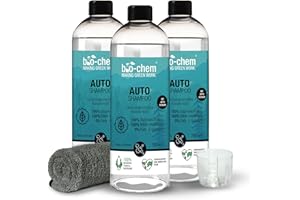 BIO-CHEM CLEANTEC Bio-Chem szampon samochodowy 3 x 750 ml koncentrat + ściereczka z mikrofibry do profesjonalnego czyszczenia samochodu, neutralne pH i biodegradowalne I aktywna pianka do delikatnego, silnego mycia samochodu oraz pielęgnacji samochodu