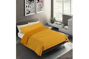 BANZAII TEXTILE INNOVATOR ONLINE Banzaii Juego de Funda Nórdica Reversible 100% Microfibra 2 Piezas para Cama de 150 – 1 Funda Edredón Nórdico 240x220 cm + 1 Funda de Almohada 45x170 cm, Amarillo/Oro