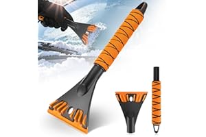 Kasanni 32×13 cm Raspador de Hielo Coche con Mango Desmontable, Rascadores De Hielo para Coche para Invierno, ABS Naranja – Scheibenkratzer Auto Reutilizable y Multifuncional
