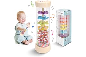 ZENDSTANDING Wooden Baby Rattle Toys, Rain Stick Musical Toy Montessori Toys for Babies 6-12 Months, Baby Rattle Sensory Hand Grip Developmental Toy, Musical Instruments Toys for 1+ Year Old Toddlers