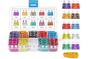 Gebildet 80 Piezas 12V-24V Surtido Fusibles Coche Auto Fusibles de Cuchilla Estándar para Automóvil Camion Moto o Barco (3A 5A 7,5A 10A 15A 20A 25A 30A 35A 40A) con 1 Pieza Extractor de Fusibles