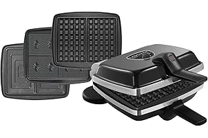 LAGRANGE - Super 2 antiadhésif noir avec jeu de plaques gaufres, gaufrettes et croque monsieur 1000W