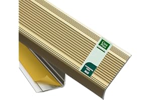 casa pura Profilé d'escalier en aluminium en forme de L 1 pièce, longueur 90 x 3 x 2 cm | Auto-adhésif Nez de marche pour parquet et stratifié angulaire Or