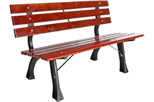LINDER EXCLUSIV Stabile Parkbank Holz Eisen Gartenbank Bank Sitzbank 120 x 56 x 70 cm