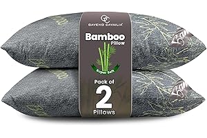 GC GAVENO CAVAILIA Luxury Bamboo Memory Foam Pillows - 2 Pack Orthopedic Neck Support Bed Pillows, Soft, Fluffy, Comfort, Breathable & Durable, 45x70 cm, Charcoal