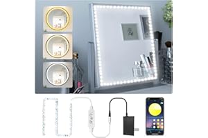 Daymeet Led Vanity Mirror Lights, 4M Led Lights for Mirror, Dimmable Color & Multi-Color Brightness Lighting Fixture Strip Lights for Mirror, Bluetooth APP Control for Makeup Vanity Table Bathroom