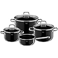 Silit Elegance Line 4-Piece Induction Saucepan Set with Glass Lid, Silargan Functional Ceramic, Induction Pots Set Nickel-Free
