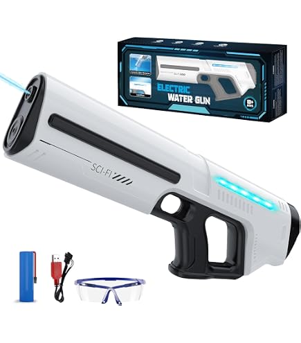 KandyToys Pistola Ad Acqua Elettrica Automatica Ricaricabile - 3 Modalità, Luci LED, Serbatoio 680 Ml, Portata 10 Metri