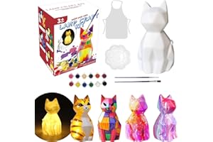 Meriviva Paint Your Own Cat Lamp Kit, Creative DIY Art Supplies & Craft Set, Kids Painting Set, Arts and Crafts for 8 9 10 Year Old Kids Girls Gifts (Cat)