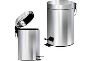 Crystals 3L Silver Pedal Bin | Stainless Steel Rubbish Bin for Kitchen, Bathroom & Toilet | Compact Waste Bin with Lid & Removable Inner Bucket | Stylish & Durable Small Pedal Bin