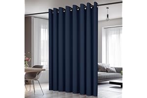 Deconovo Rideaux Occultants Isolant Thermique Anti Froid, 254x242 CM (Largeur x Hauteur), Rideaux pour Chambre Gar?on, Design Moderne à Oeillets, Bleu Marine, 1Pièces