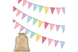 Alintor 3 Stück Wimpelkette Outdoor Wetterfest, Geburtstagsdeko, Girlande Geburtstag für Party Outdoor, Festival, Luftschlangen, Regenbogen Deko, Spielturm, Spielhaus, Matschküche Zubehör