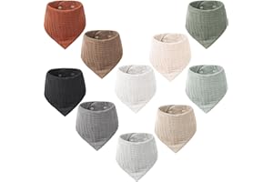 VOMARHUG Muslin Baby Lätzchen,10 Stück Sabberlätzchen Baby,Muslin Dreieckstuch Baby,Super Saugfähige Bio-Baumwoll Halstuch Baby,Lätzchen für Säugling Kleinkinder