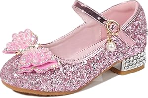 Hixingo Princess Shoes for Girls Size 7.5-13, Pink Blue Princess Dress Up Shoes Girls Shiny Mary Jane Heels for 2-10 Years Toddlers Kids, Banquets, Birthday Parties, Cosplay Fancy