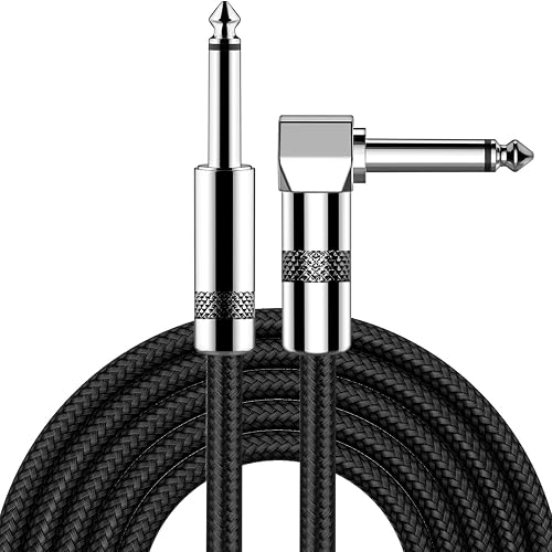 New Bee Guitar Cable 3m/10ft Electric Guitar Instrument Cable Bass AMP Cord 1/4 inch Straight to Right Jack Lead for Electric Guitar, Bass Guitar, Electric Mandolin, Pro Audio, Black