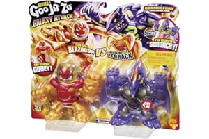 BANDAI - Heroes of Goo Jit Zu Galaxy Attack Figura de Acción Pack 2 Sun Fire Blazagon vs Dark Matter Terrack - CO41169 Multicolor - ¡Figuras elásticas que se estiran y se retuercen para la acción!