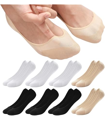 4Paires ProtègePied Chaussettes Respirantes Maille Invisible