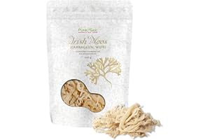 ‎PURERAW Irish Moos Sea Moss Knorpeltang (Wildsammlung Vegan Roh) Carrageen Algen, Pflanzliche Gelatine, Emulgator, Verdickungsmittel, Algensalat - Irisch Moss Weiß Farblos Seemoos | PureRaw 100g