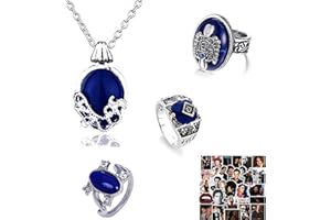 HJYZY 14 pcs The Vampire Diaries Sticker Elena Daylight Walking Signet Damon's Caroline's Ring Katherine Necklace Set
