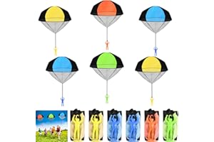 Ulikey 6 Piezas Juguete de Paracaídas, Mano Que Lanza el Juguete del Paracaidista, Paracaidista de Juguetes con Grandes Paracaídas al Aire Libre Los Niños Vuelan