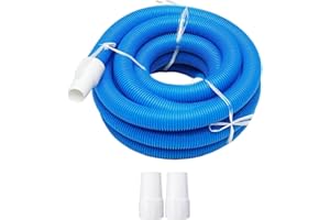 perfk Ground Pool Vacuum Hose with Swivel Cuff Spiral Wound Connector Swimming Pool Hose 32mm Diameter, 9m Length