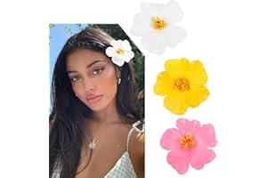 Nayyana Lot de 3 barrettes à cheveux en forme de fleur hawaïenne pour femme - Pinces à cheveux en forme d'hibiscus - Pinces à cheveux en forme de fleur hawaïenne - Pinces à cheveux artificielles pour