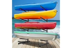 Morohope Rack di stoccaggio per kayak da esterno, autoportante, supporto per kayak, canoa, barca, tavola da SUP, tavola da surf per interni ed esterni, garage, capannone, banchina, 4 livelli
