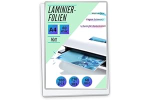 MK MARC KINDERMANN 100 PREMIUM Laminierfolien DIN A4 - matt/entspiegelt - 2 x 60mic (120 mic) - beidseitig matt