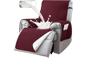 uiceno Copripoltrona Relax Reclinabile Impermeabile 100%, Antiscivolo Copri Poltrona 1 Posto con 5 Tasche, Fodere per Sedia Reclinabile Elettrica Lavabile per Cani e Bambini,Rosso,25inch
