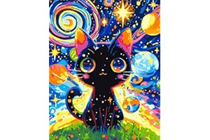 jieyisier Peinture Numero Adulte,Chat Peinture par Numero Adulte,Débutant Chat Noir Kits de pour Décor Mural Maison Cadeau Bricolage Peinture à L'Huile Kit 40x50cm