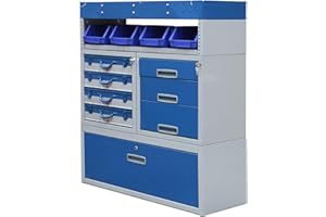 MONSTER SHOP Van Racking Garage Storage Unit Tool And Equipment Organiser Metal Steel 60kg Capacity With Secure Lockable Compartments Blue 101.6cm x 117.8cm x 36cm