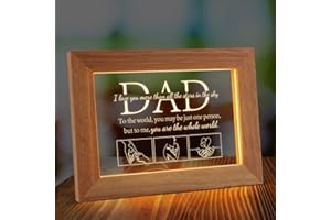 PRSTENLY Fathers Day for Dad Birthday Gifts from Daughter Son, Christmas Dad Gifts for Men Night Light Frame with Grateful Sayings Gifts for Daddy Dad Gifts for Birthday Christmas Presents