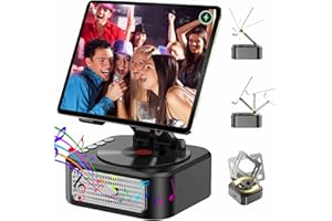 WENBONES Głośnik Bluetooth, mocny przenośny głośnik, bezprzewodowy głośnik o kompaktowej konstrukcji, głośnik Bluetooth ze składanym uchwytem na telefon komórkowy, bezprzewodowa ładowarka, prezent dla