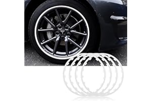 UIHECTA Protecteurs De Jantes, 16/17/18/19/20 Pouce Protecteur De Jante De Voiture, ProtèGe Jante Universel, Anneau De Garniture De Protection pour Pneus De Voiture, Lot De 4,Blanc,17in