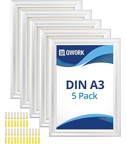 Floordirekt Cadre Photo DIN A2, Argent, Opti-Clic Interchangeable, Cadre Pour Affiche, Publicité Et Menus, Cadre D'Affiche Avec Bords Arrondis En Aluminium à Changement Rapide, 45 X 65,5 Cm