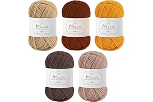 Maxee Häkelgarn 250g (50g*5 Farbe), Acryl Wolle Zum Stricken, Garn zum Häkeln und Stricken, Hand Knitting Yarn Set, Handstrickgarn Baumwollgarn für Häkeln, Wolle zum Stricken und Kunsthandwerk #15