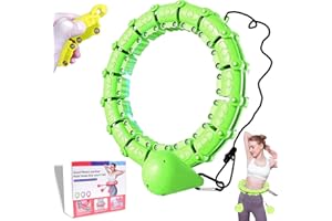 TIGAYHC Weighted Smart Hula Ring Hoops, Weighted Hula Hoop With Auto-Spinning, 24 Knots Detachable Knots & Size Adjustable Smart Hoola Hoop with 360 Auto Rotation Massage, Thin Waist Exercise (Green)