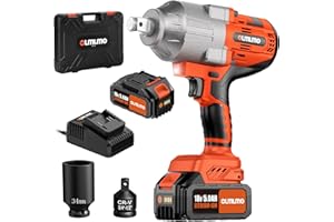 olmlmo 1600Nm/1180Ft-lbs Avvitatore A Impulsi a Batteria, Professional 3/4" Elevata Avvitatori a Massa Battente con Batteria 8000mAh, presa a impulsi da 34 mm per dado ruota