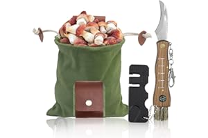 Fosoloni Pilzmesser mit Bürste und Lineal, Tasche Edelstahl Trüffel, Schwammerlmesser, Klappmesser, Tragbares Pilzmesser Set, Geschenk für Pilzsammler