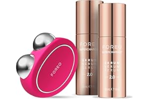 FOREO Set Reafirmante BEAR - Dispositivo de microcorrientes facial BEAR + 2x sérum conductor 30 ml con acido hialuronico- Masajeador facial antiedad - Skin care set - Fuchsia