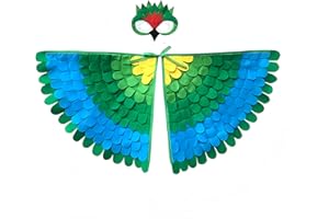 Proumhang Costume 2 pièces d'ailes d'oiseaux pour enfants pour l'âge de 3 à 8 ans,masque pour les yeux et ailes en feutre,déguisement coloré d'halloween
