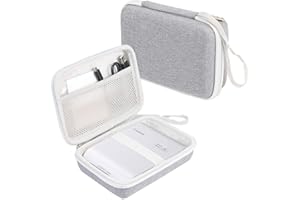 Khanka Tasche Hülle für Canon SELPHY Square QX10 Mini-Fotodrucker,Netztasche für Druck-Set XS-20L Fotopapier 72 x 85 mm und USB kables Etui Case.(grau/weiß)