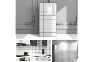 AMOYUN 10 Sheets Marble Tile Stickers, Stick on Tiles Peel and Stick Backsplash PVC Waterproof Oilproof Self Adhesive 30x60cm for Kitchen Bathroom Home Decor DIY